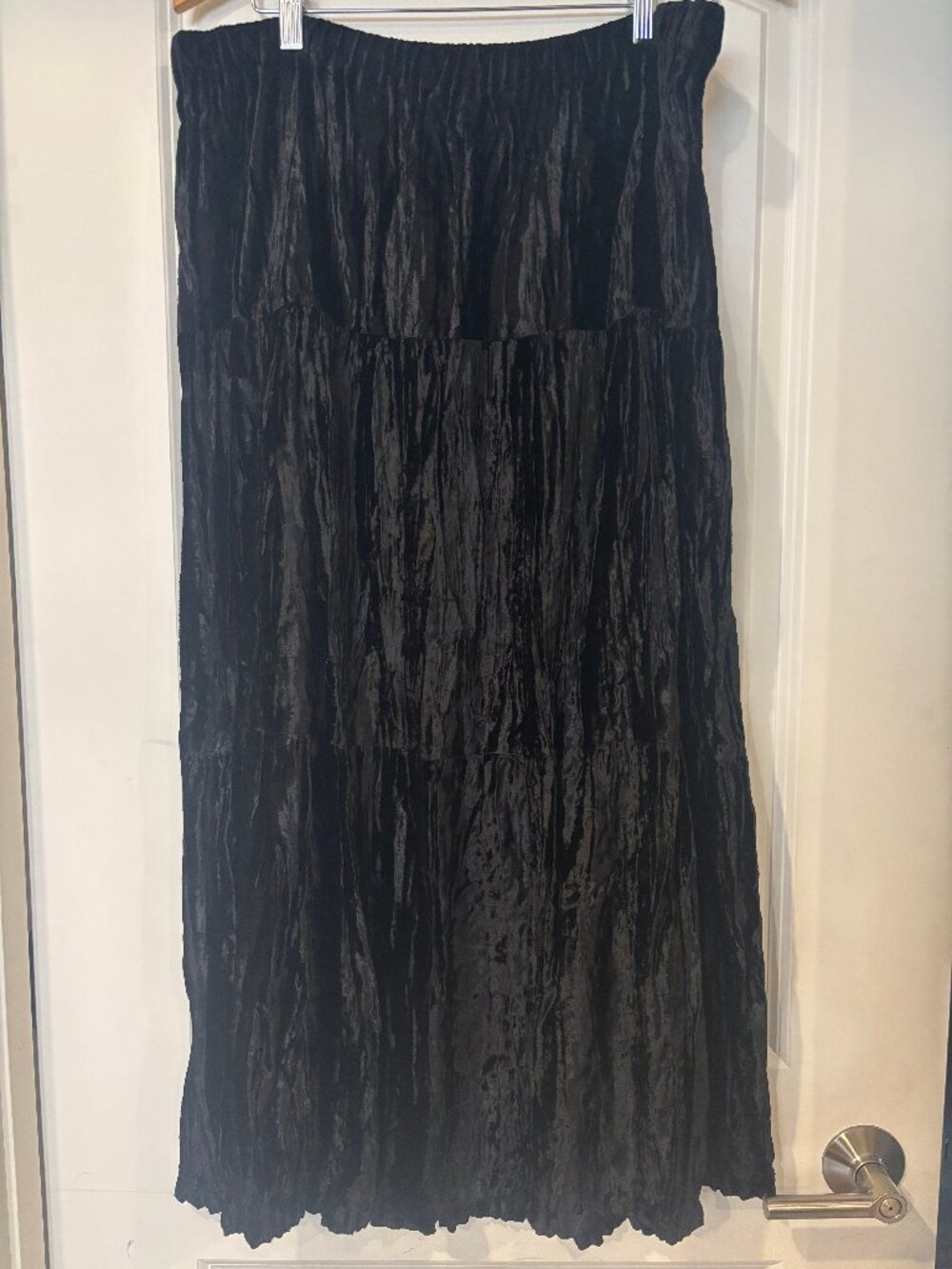 Vintage Y2K Carole Little Whimsigoth Black Crinkle Velvet Maxi Skirt Size 2X